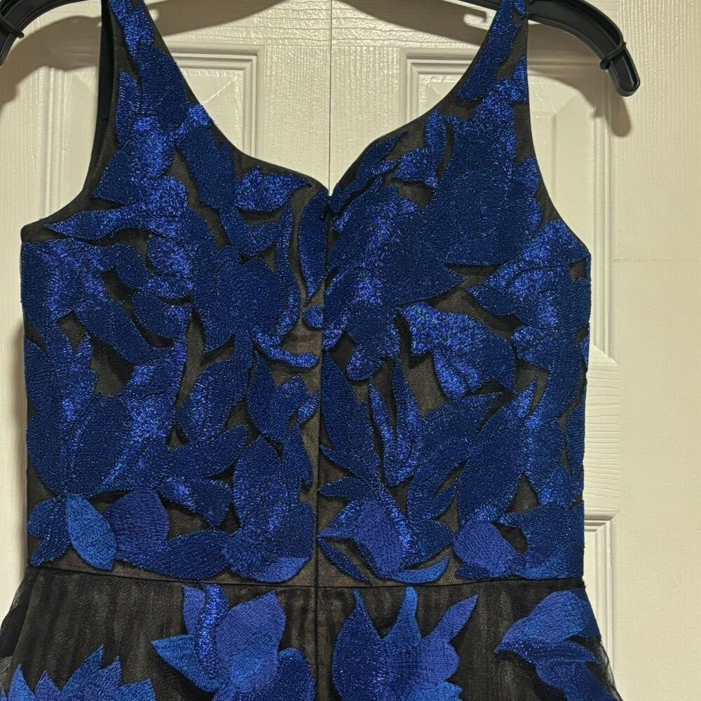NWOT. $6490 OSCAR DE LA RENTA Embroidered Tulle Cocktail Dress Sz 4 blue - Picture 16 of 16